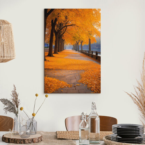 Path with orange leaves on the ground