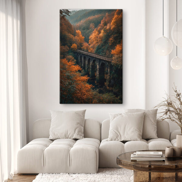 Bridge over a river with trees in the background