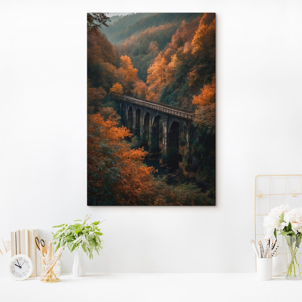 Bridge over a river with trees in the background