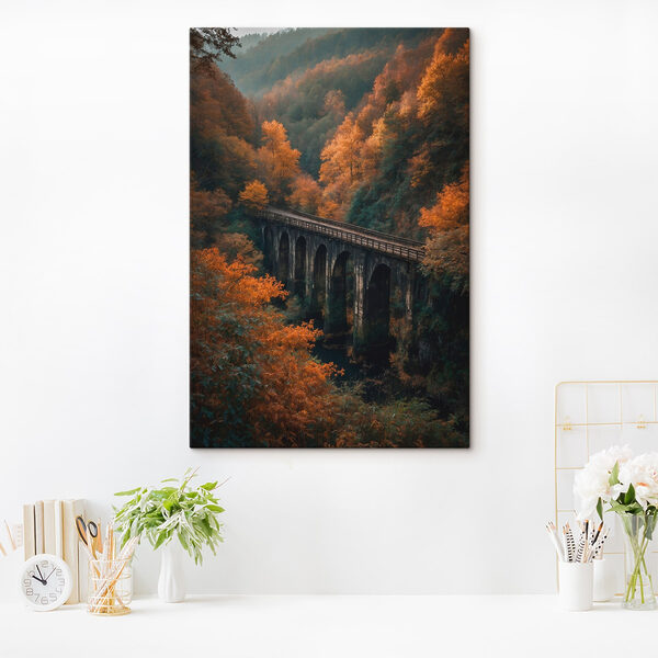 Bridge over a river with trees in the background