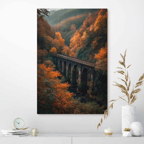 Bridge over a river with trees in the background