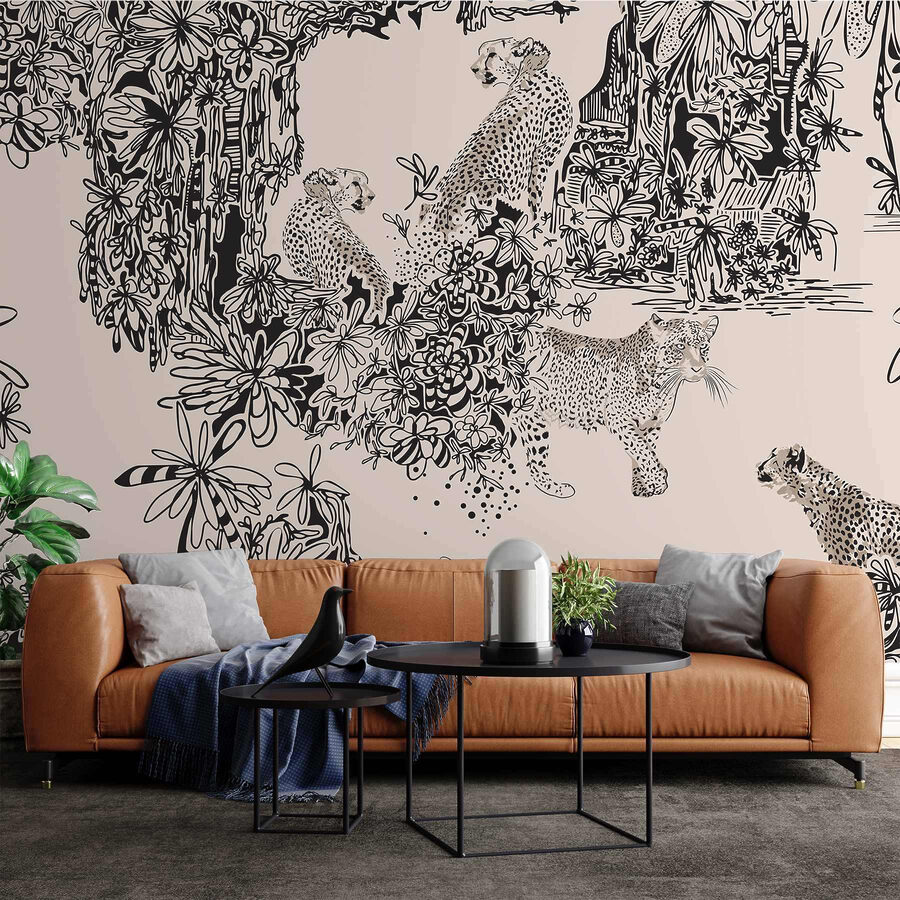Patrón de guepardos y plantas