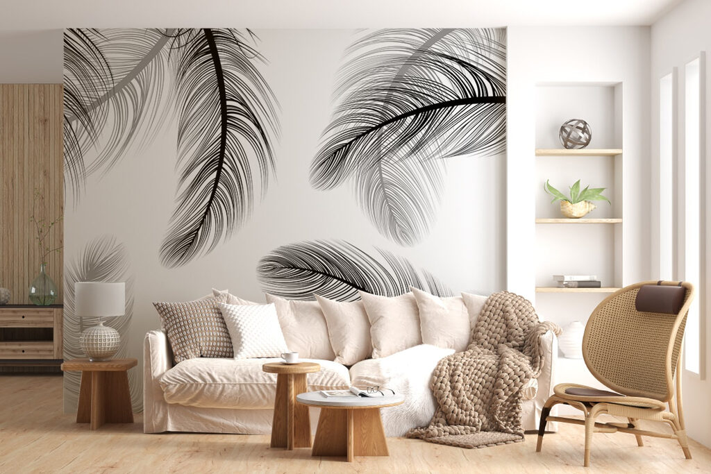 Group of black and white feathers Group of black and white feathers