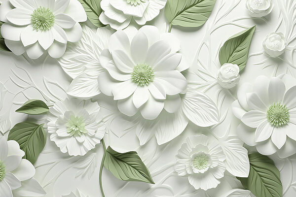 Flores y hojas blancas y verdes Flores y hojas blancas y verdes