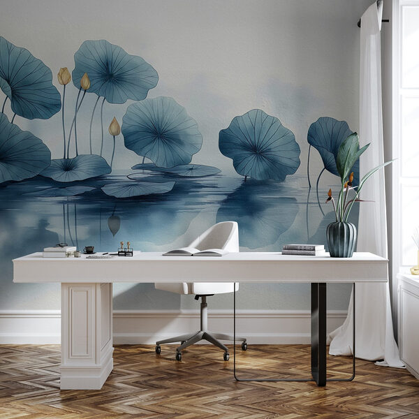 Water lily pads in a row