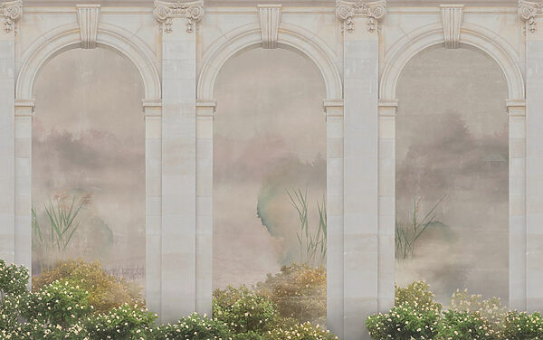 Papel pintado con arco de piedra y plantas Papel pintado con arco de piedra y plantas