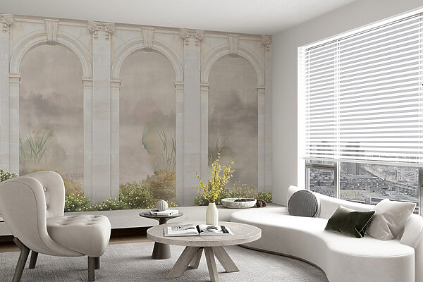 Papel pintado con arco de piedra y plantas Papel pintado con arco de piedra y plantas