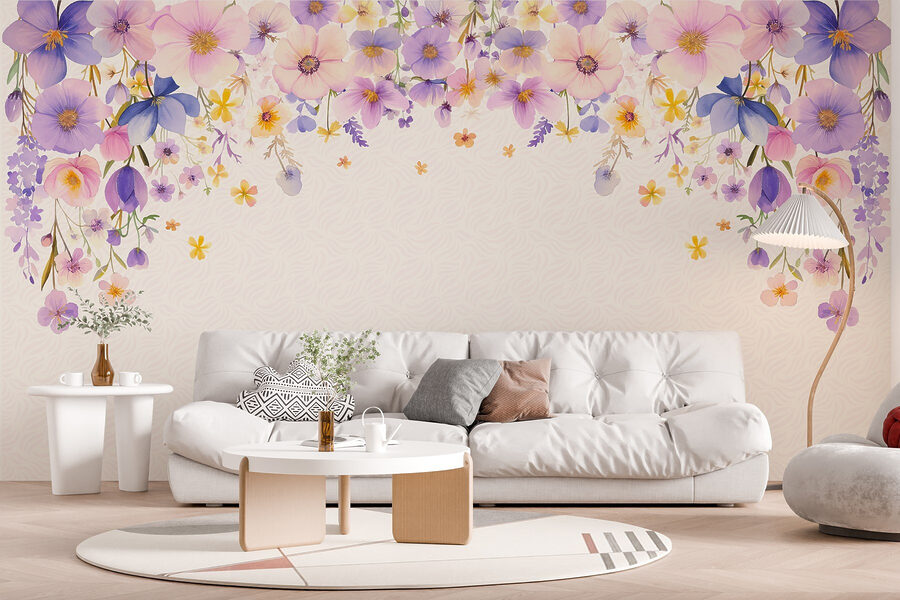 Grupo de flores sobre fondo blanco