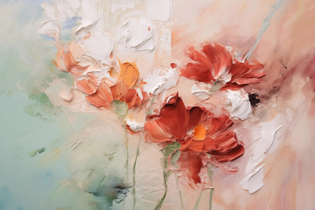 Painting of flowers on a canvas Painting of flowers on a canvas