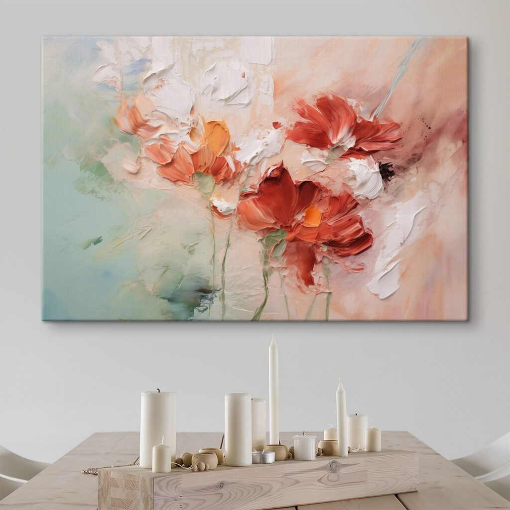 Painting of flowers on a canvas Painting of flowers on a canvas