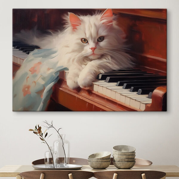 Cuadros Gato tumbado sobre un piano