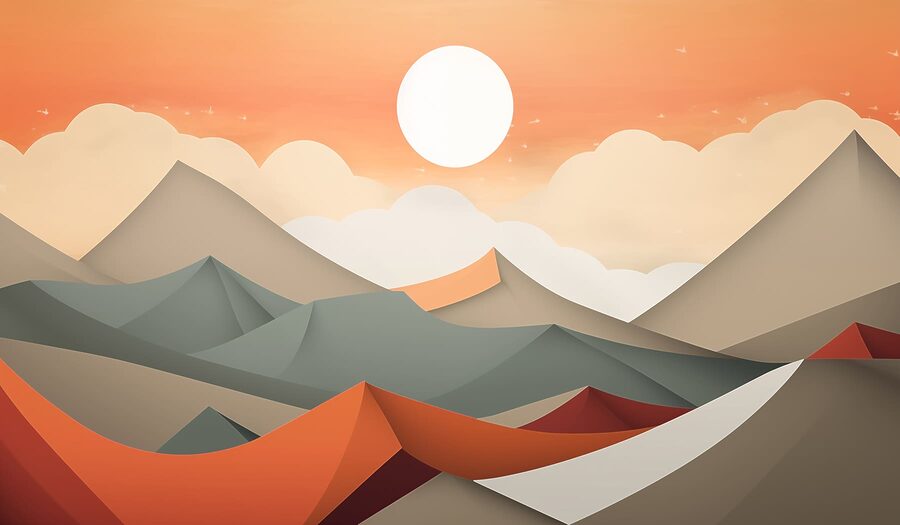 Cordillera con colinas naranjas y grises