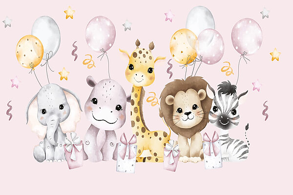 Grupo de animales con globos Grupo de animales con globos