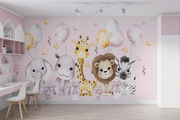 Grupo de animales con globos Grupo de animales con globos