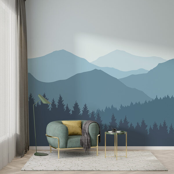 Fotomurales Paisaje de montañas y árboles