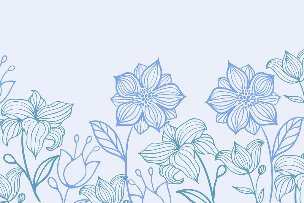 Línea de flores con hojas Línea de flores con hojas