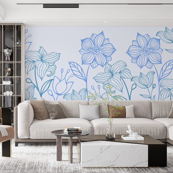 Línea de flores con hojas Línea de flores con hojas