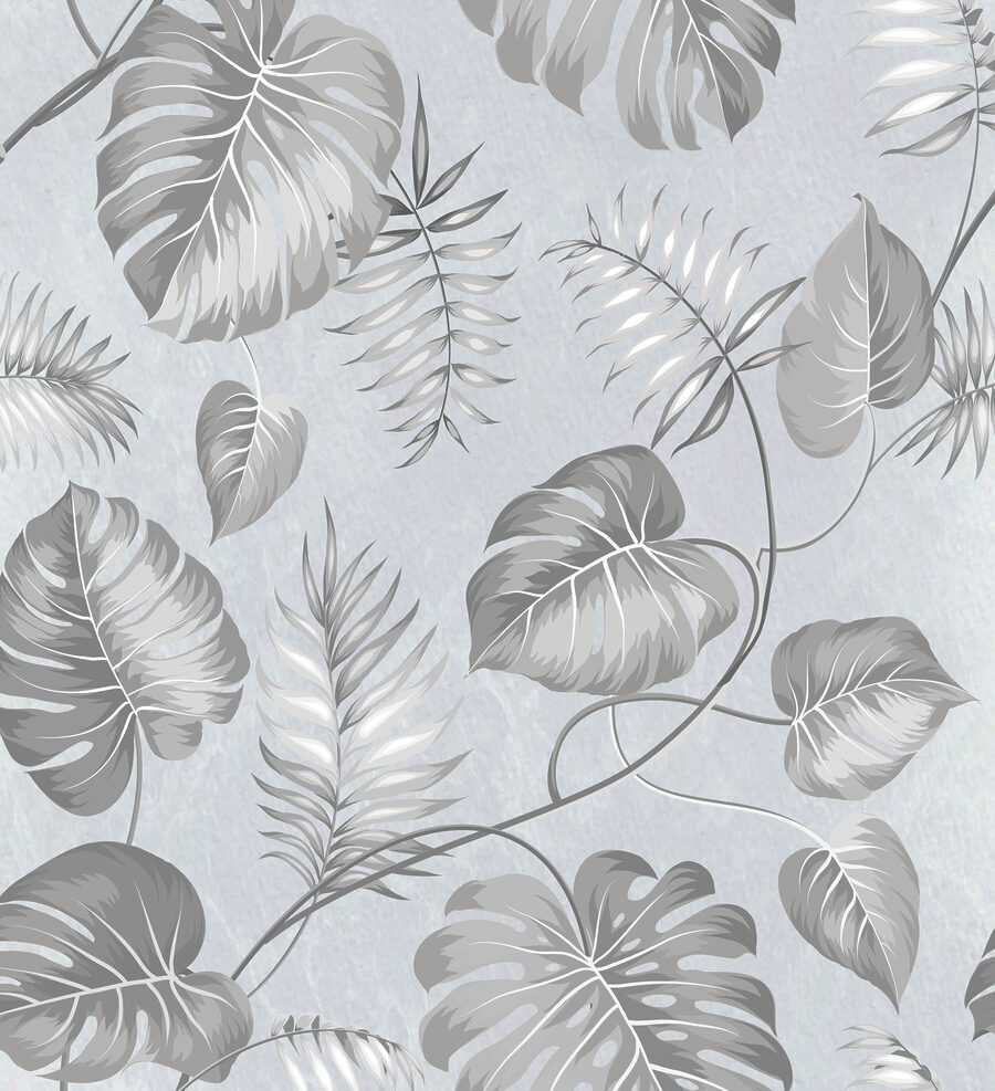 Motivo floral gris y blanco