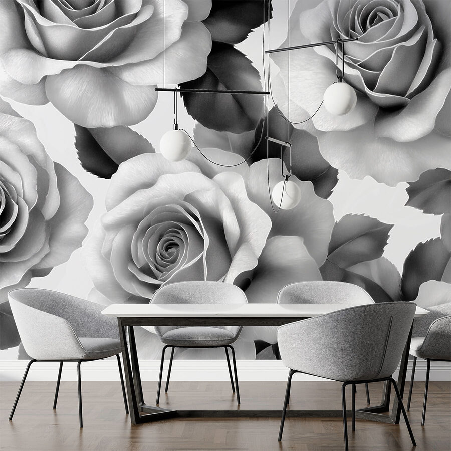 Grupo de rosas con hojas