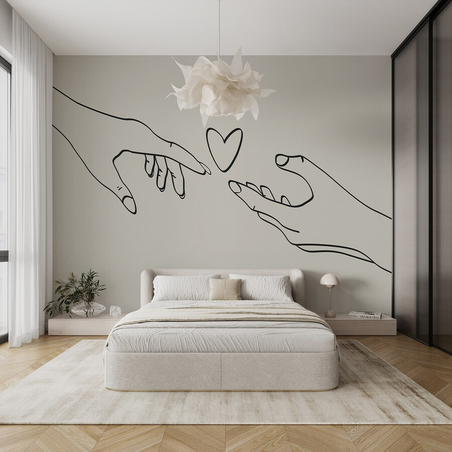 Dibujo de dos manos tocando un corazón