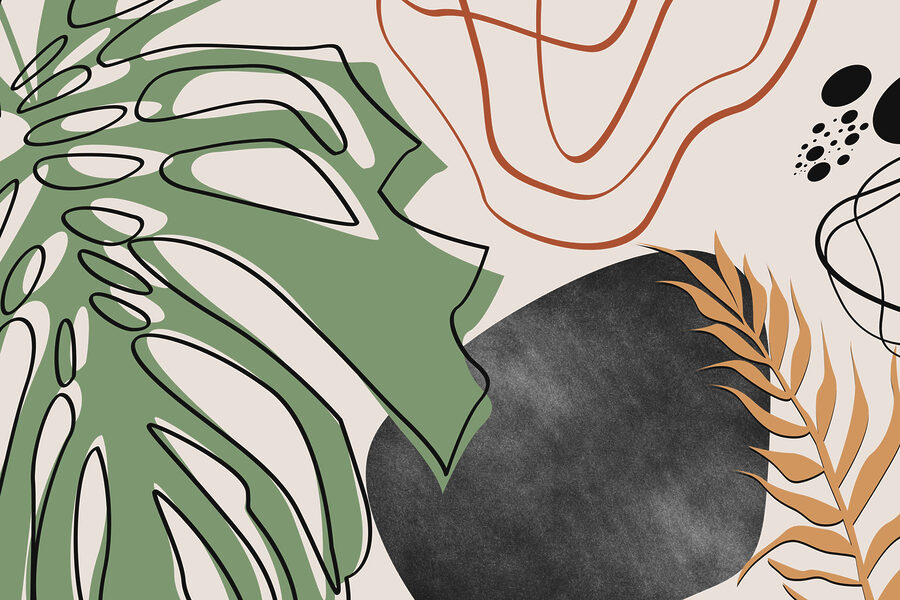Dibujo de una cara y una hoja