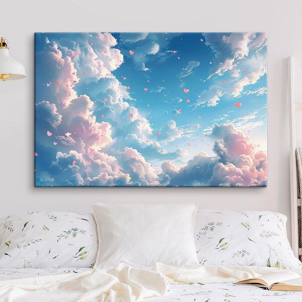 Cuadros Cielo azul con nubes y corazones rosas (SKU: s41864) Cuadros Cuadros Cielo azul con nubes y corazones rosas (SKU: s41864)