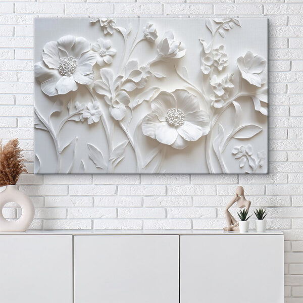 White wall with flowers White wall with flowers