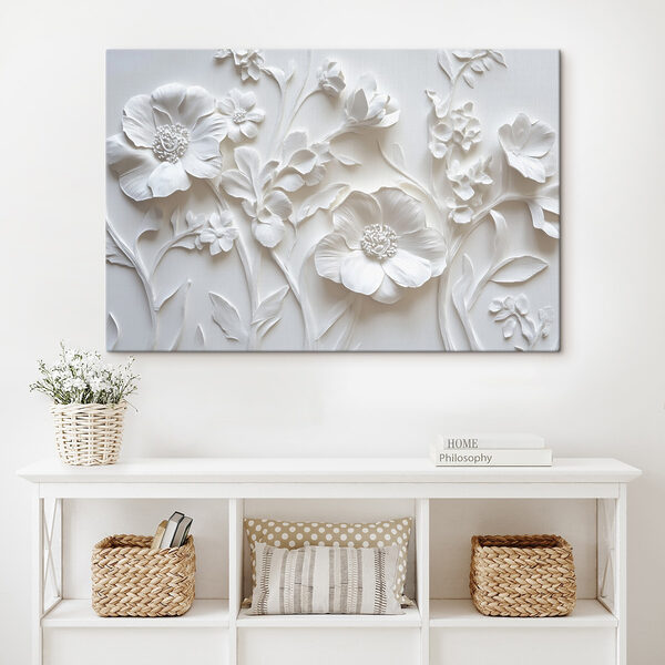 White wall with flowers White wall with flowers