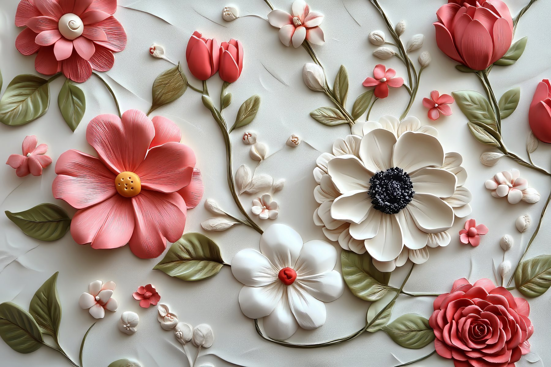 Vibrant flowers in delicate arrangement