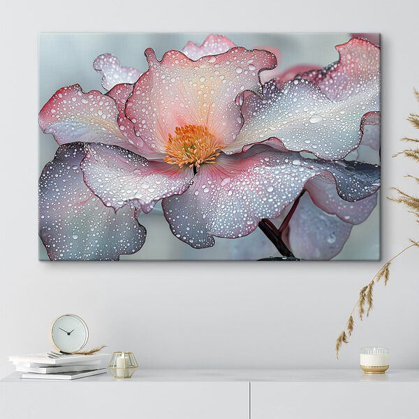 Delicate petals adorned with raindrops