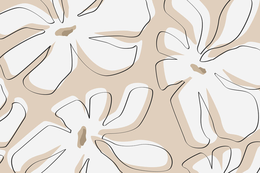 Fotomurales Estampado de flores sobre fondo beige - Imagen 3