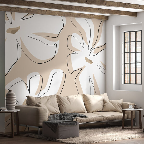 Estampado de flores sobre fondo beige Estampado de flores sobre fondo beige