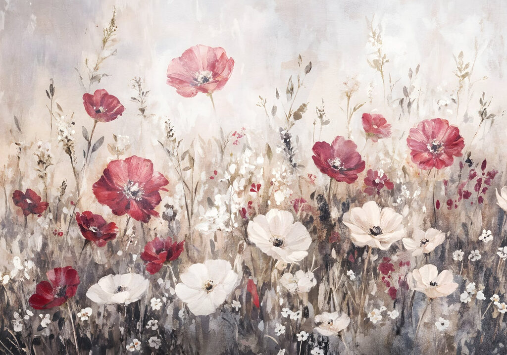 Pintura de flores en un campo Pintura de flores en un campo