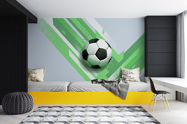 Balón de fútbol sobre fondo verde y blanco Balón de fútbol sobre fondo verde y blanco
