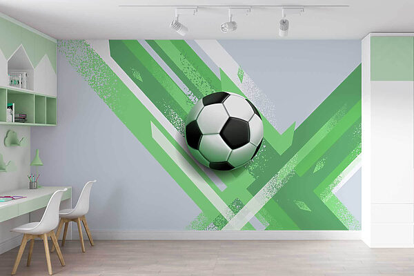 Balón de fútbol sobre fondo verde y blanco Balón de fútbol sobre fondo verde y blanco