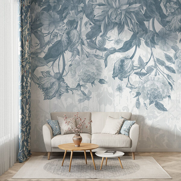Delicate floral pattern in cool tones