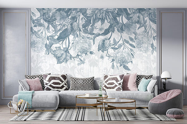 Delicate floral pattern in cool tones