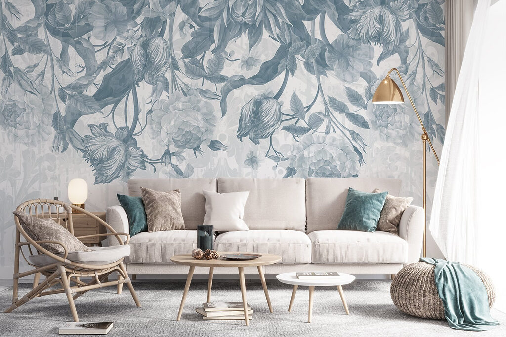 Delicate floral pattern in cool tones