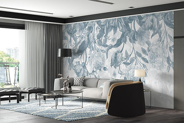 Delicate floral pattern in cool tones