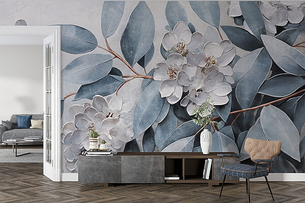Painting of flowers and leaves
