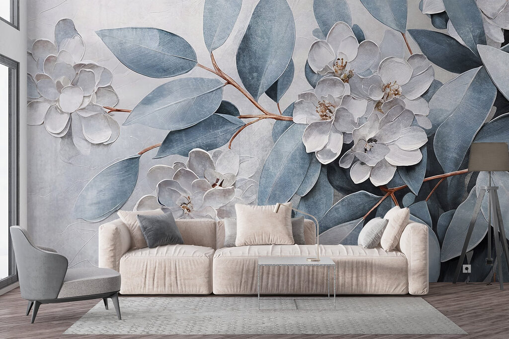 Painting of flowers and leaves