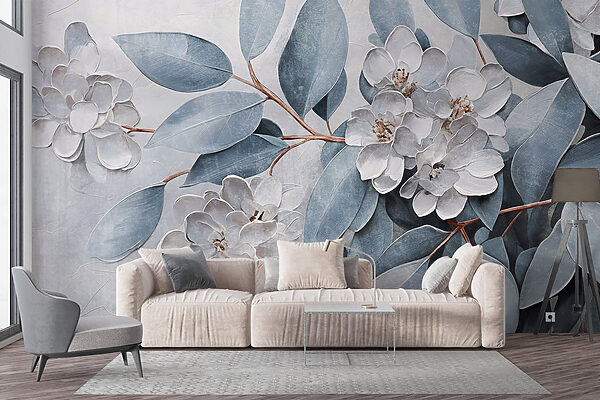 Painting of flowers and leaves