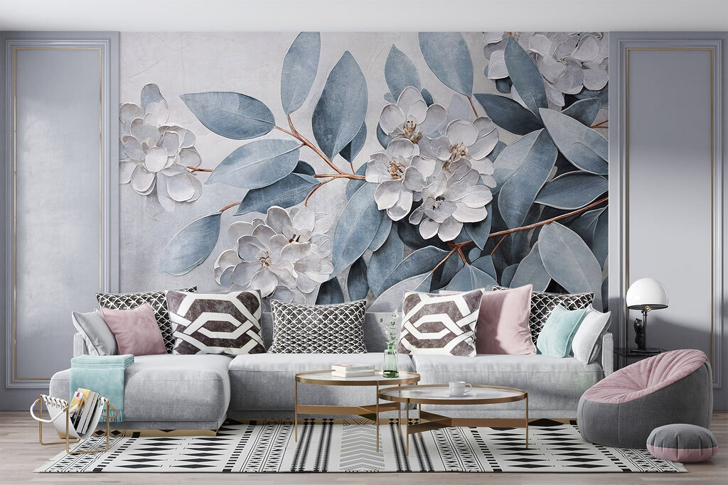 Painting of flowers and leaves