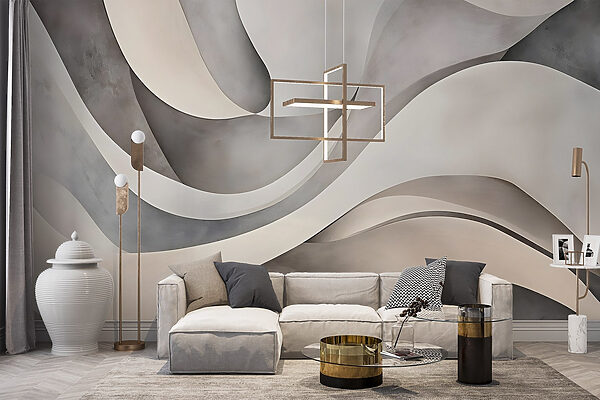 White and grey wavy shapes