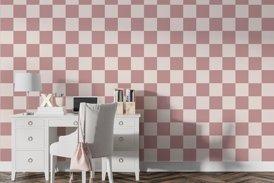 Diseño a cuadros con cuadrados rosas
