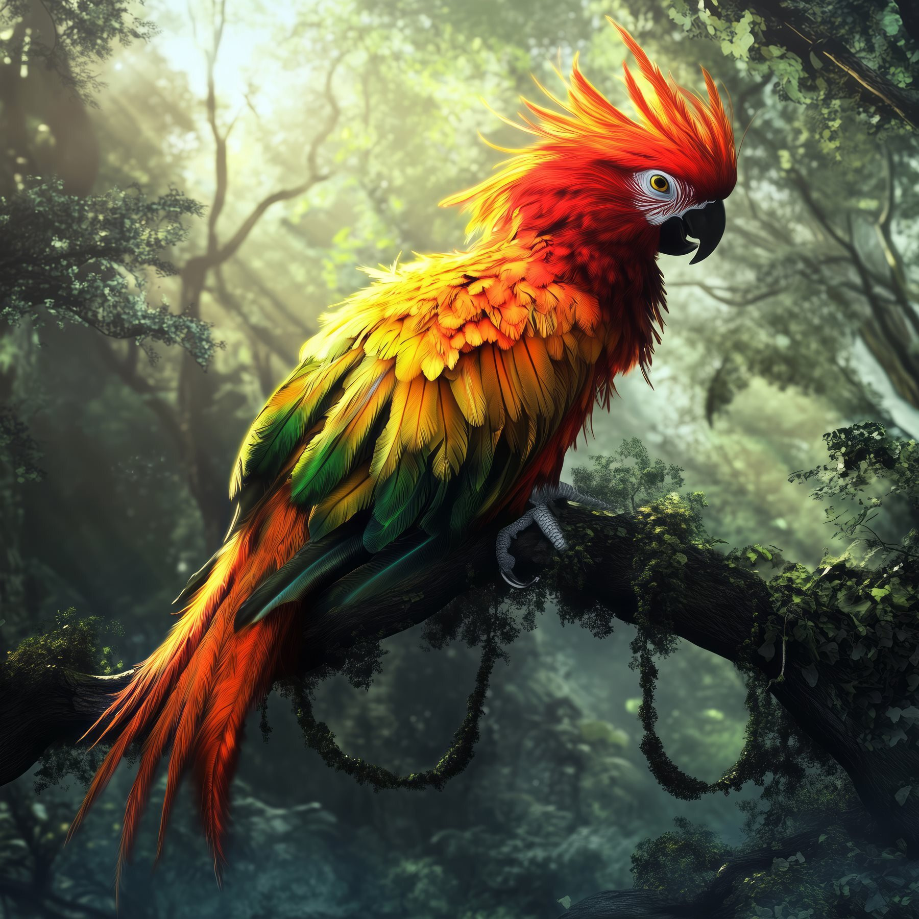 Colorful bird sitting on a tree branch Colorful bird sitting on a tree branch