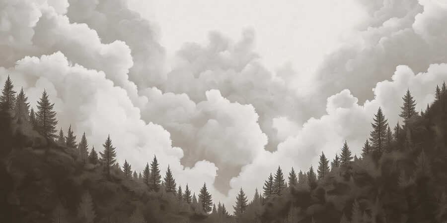Grupo de árboles y nubes