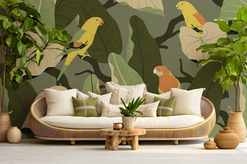 Colorful birds on a tree branch Colorful birds on a tree branch