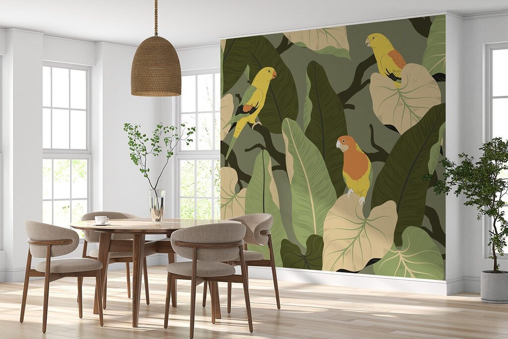 Colorful birds on a tree branch Colorful birds on a tree branch