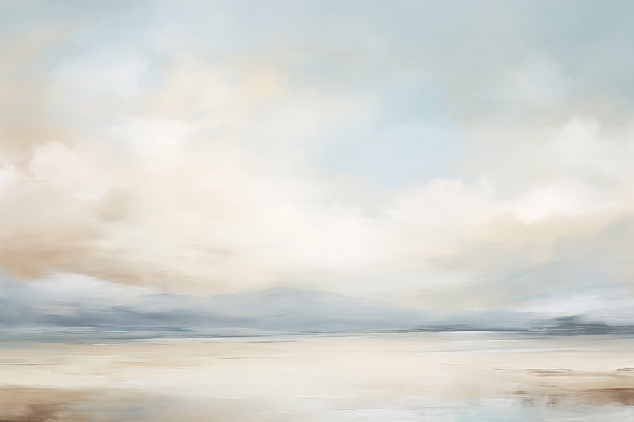 Paisaje con una masa de agua y nubes